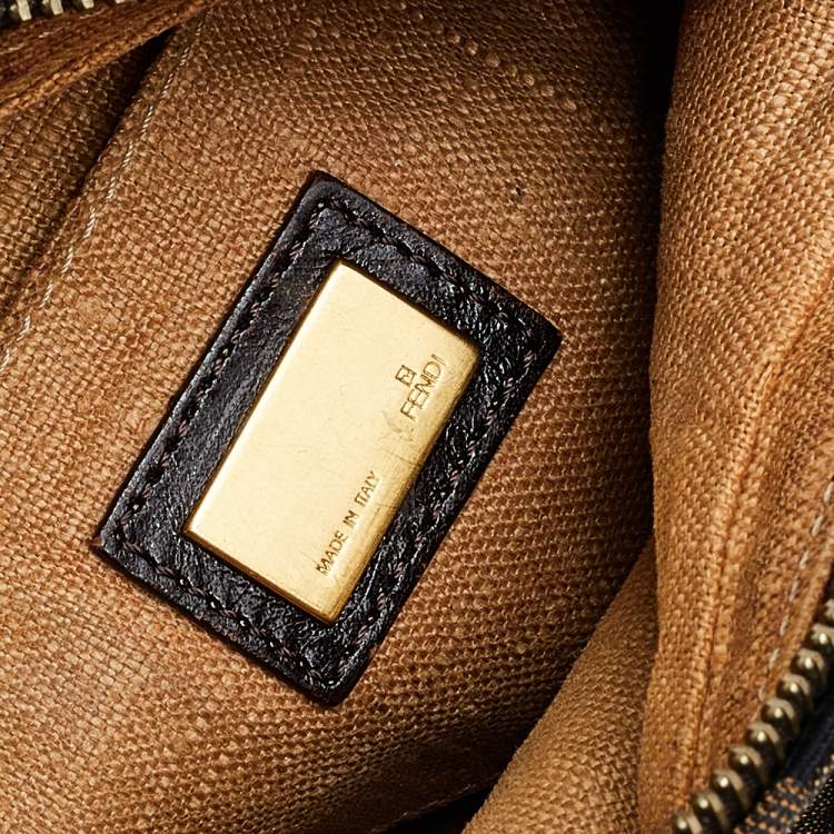 Pre Owned Fendi Tobacco Zucca Canvas and Leather Oyster Bag
