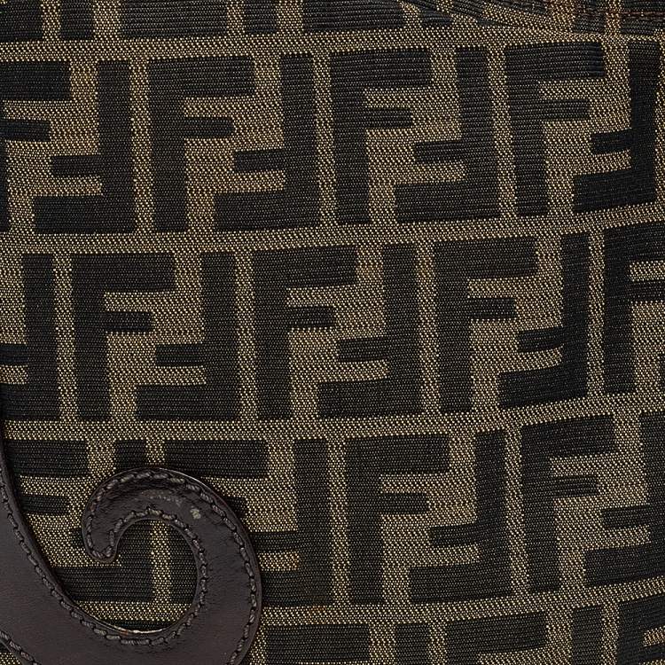 Pre Owned Fendi Tobacco Zucca Canvas and Leather Oyster Bag