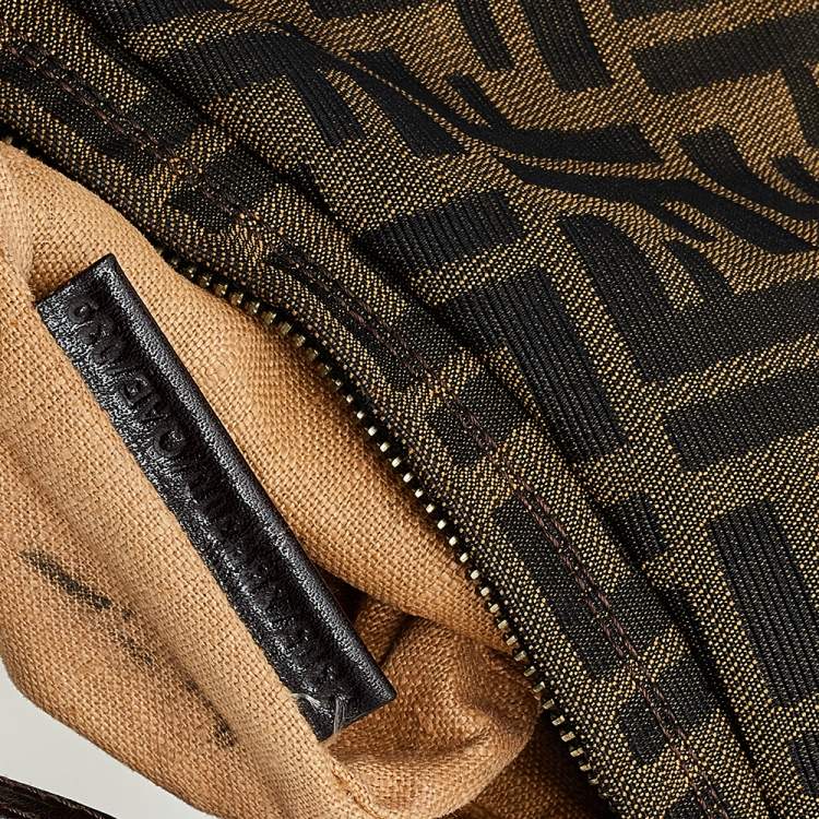 Pre Owned Fendi Tobacco Zucca Canvas and Leather Oyster Bag