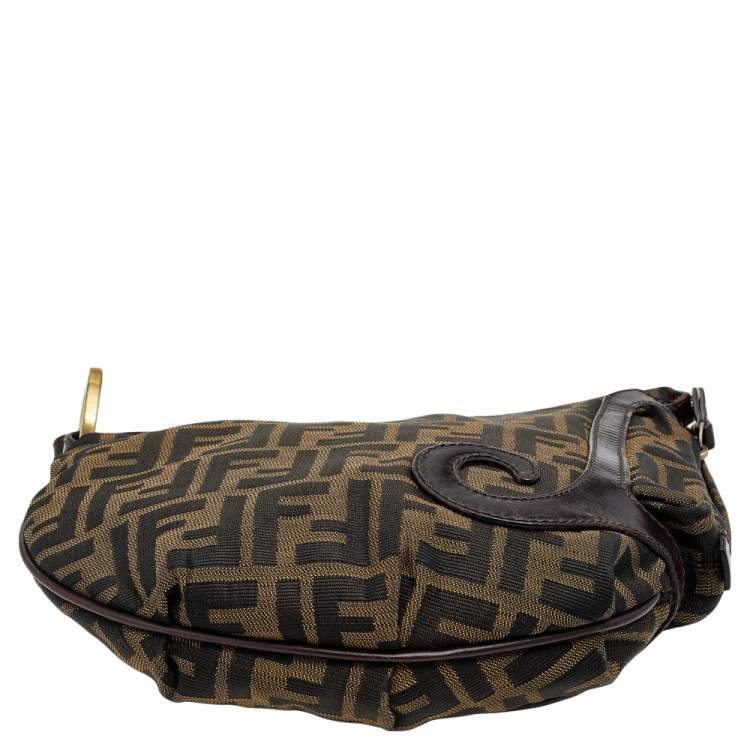 Pre Owned Fendi Tobacco Zucca Canvas and Leather Oyster Bag