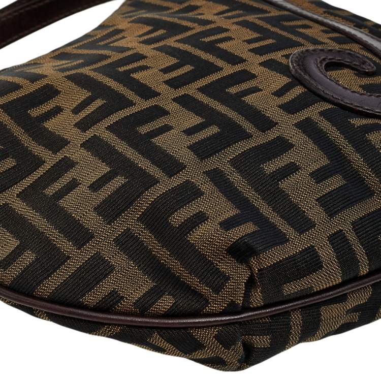 Pre Owned Fendi Tobacco Zucca Canvas and Leather Oyster Bag