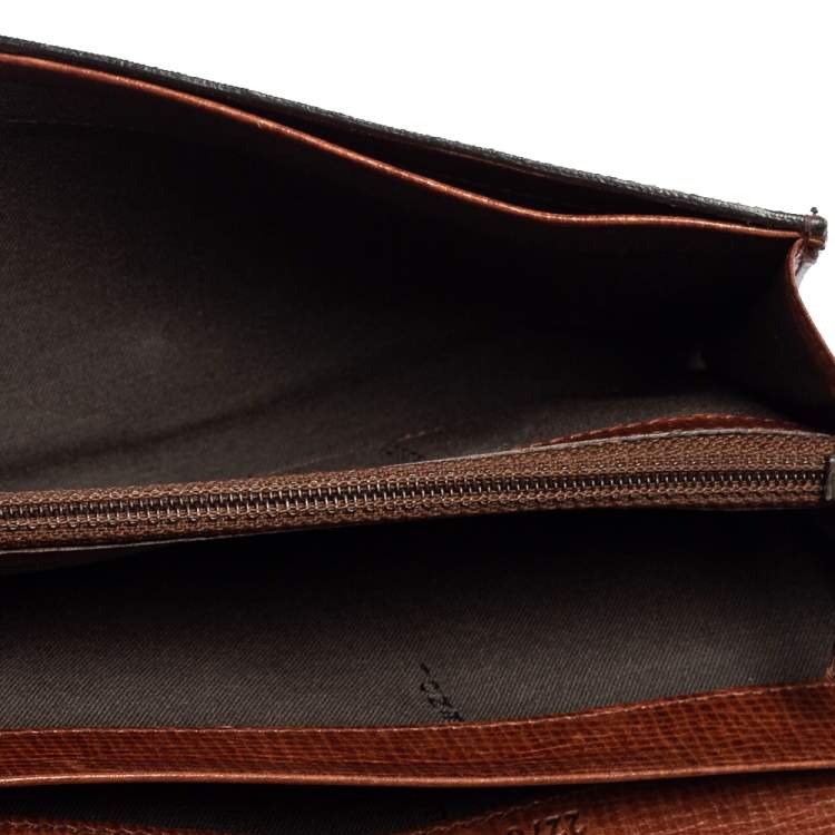 Pre Owned Fendi Tobacco Zucca Coated Canvas Trifold Continental Wallet
