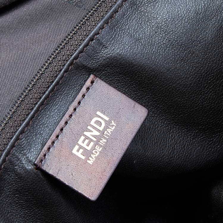Pre Owned Fendi Tobacco Zucca Canvas and Leather Classico No. 5 Vertical Tote