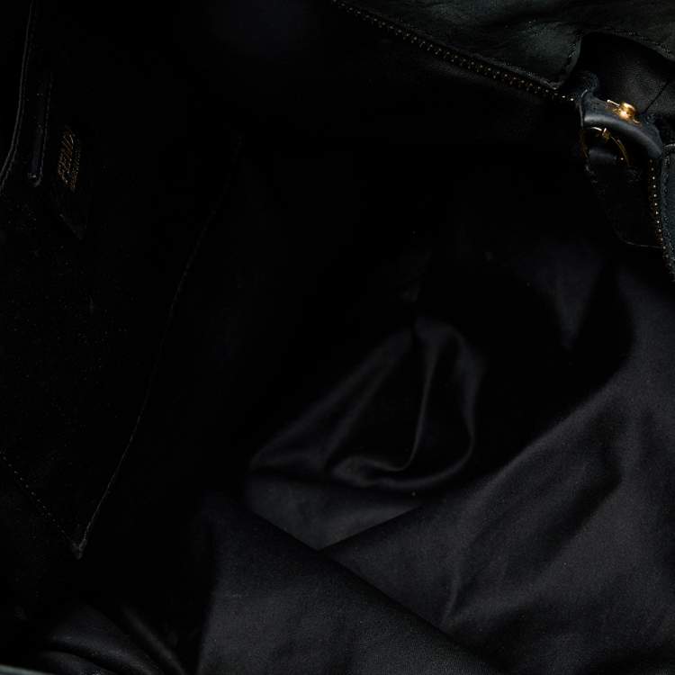 Pre Owned Fendi Black Iridescent Leather Chain Tote