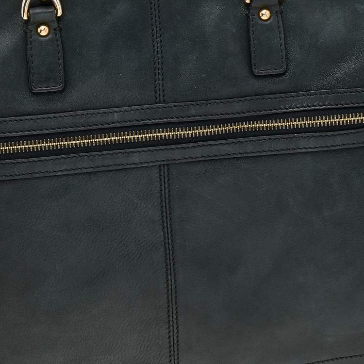 Pre Owned Fendi Black Iridescent Leather Chain Tote