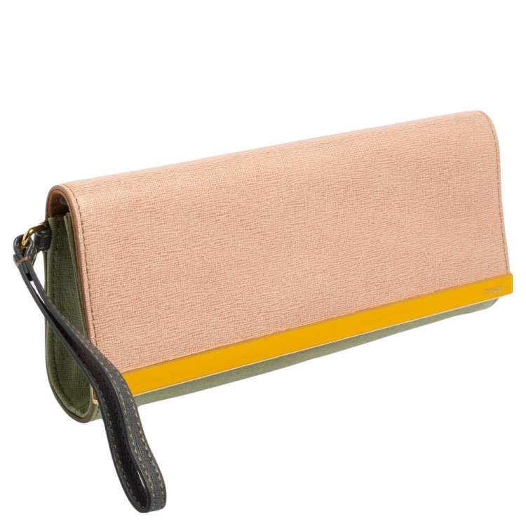 Pre Owned Fendi Multicolor Leather Rush Wristlet Clutch