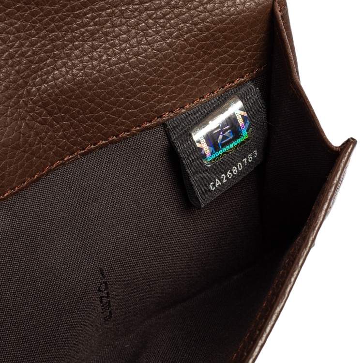 Pre Owned Fendi Tobacco Zucca Canvas and Leather Turnlock Flap Continental Wallet