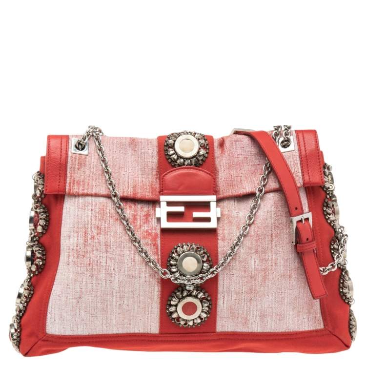 Baguette handbag Fendi Red in Polyester - 34695688