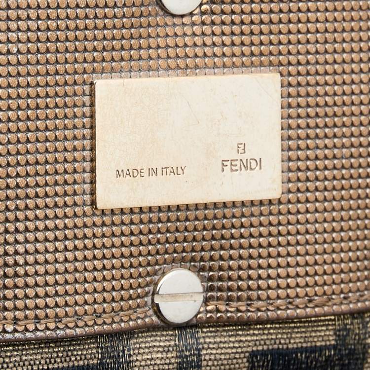 Pre Owned Fendi Tobacco Zucca Shimmer Canvas Large Mia Shoulder Bag