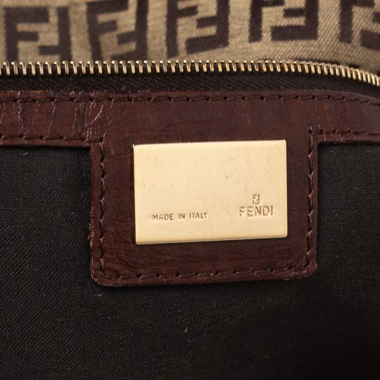 Pre Owned Fendi Tobacco Zuchhino Canvas and Leather FF Flap Satchel
