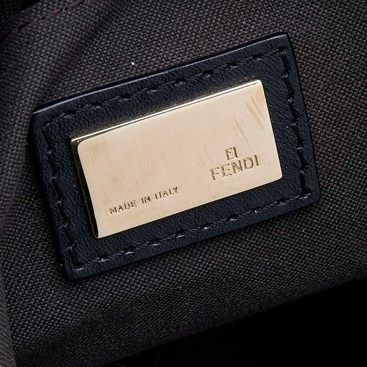 Pre Owned Fendi Black/Brown Zucchino Canvas And Leather Pocket Chef Hobo