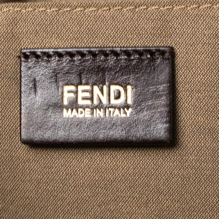 Pre Owned Fendi Brown Zucchino Coated Canvas and Leather Spalmati Tote