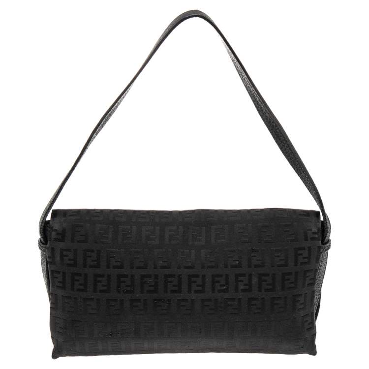 Pre Owned Fendi Black Zucchino Canvas Mama Baguette