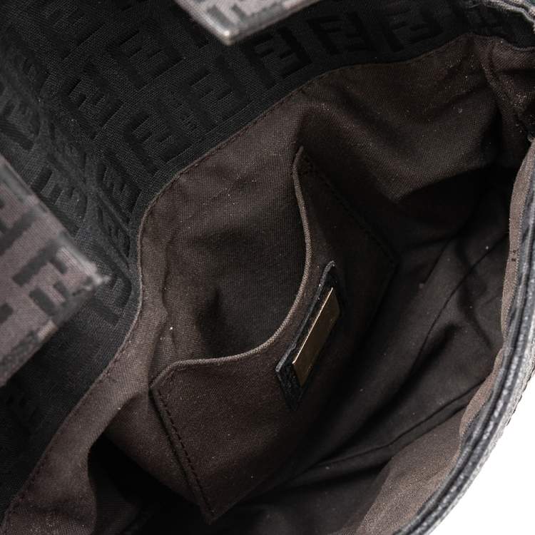 Pre Owned Fendi Black Zucchino Canvas Mama Baguette