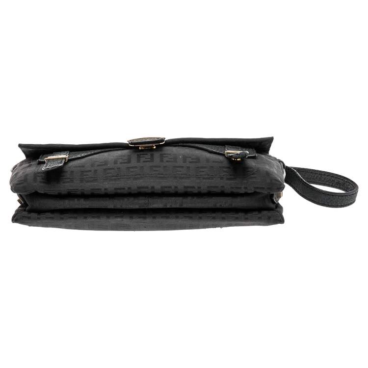 Pre Owned Fendi Black Zucchino Canvas Mama Baguette