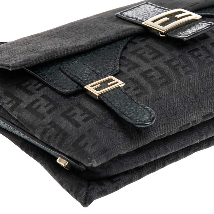 Pre Owned Fendi Black Zucchino Canvas Mama Baguette