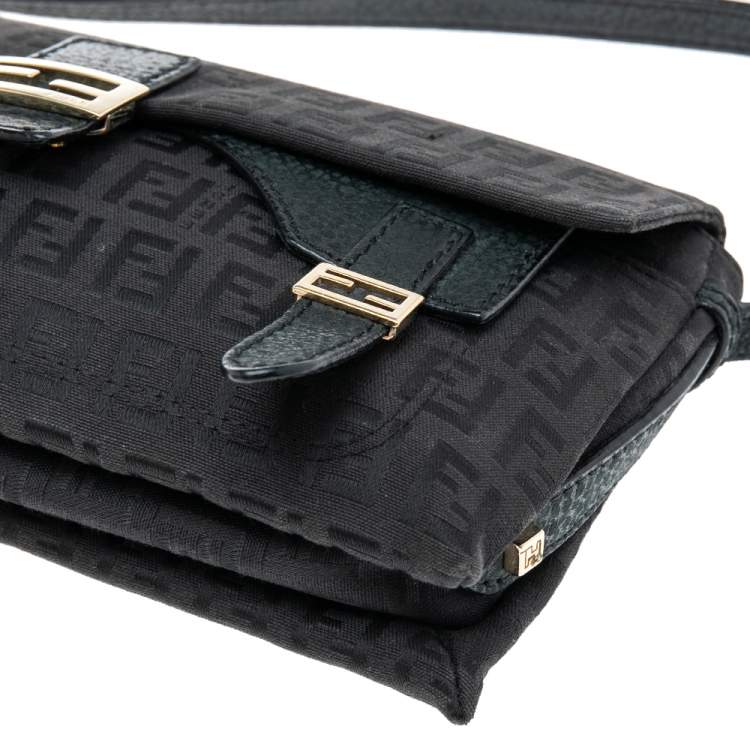Pre Owned Fendi Black Zucchino Canvas Mama Baguette