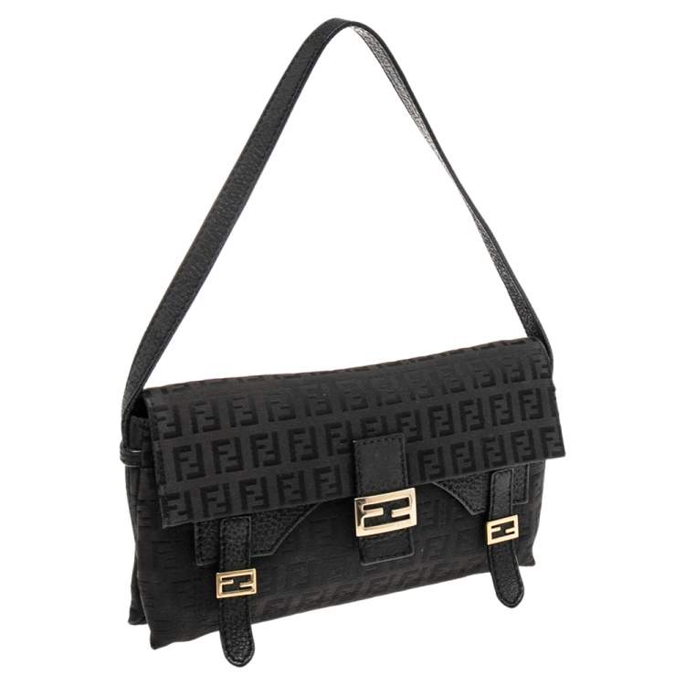 Pre Owned Fendi Black Zucchino Canvas Mama Baguette