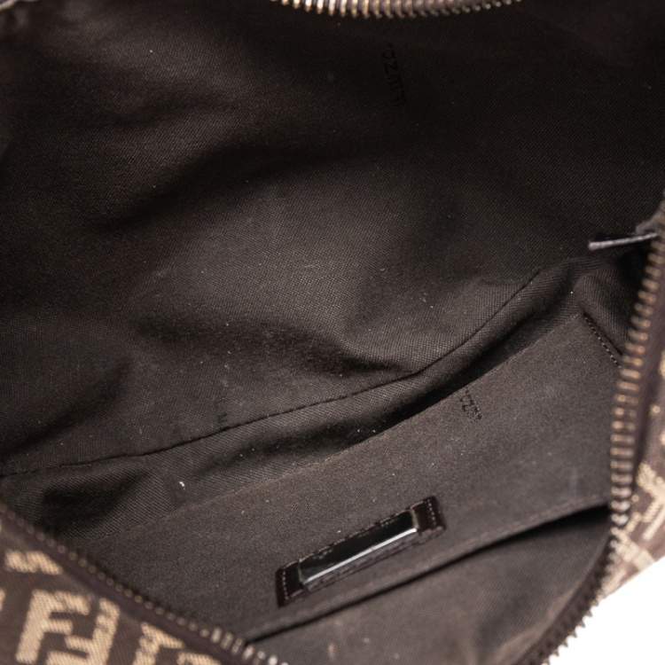 Pre Owned Fendi Beige/Brown Zucchino Canvas and Leather Flap Hobo