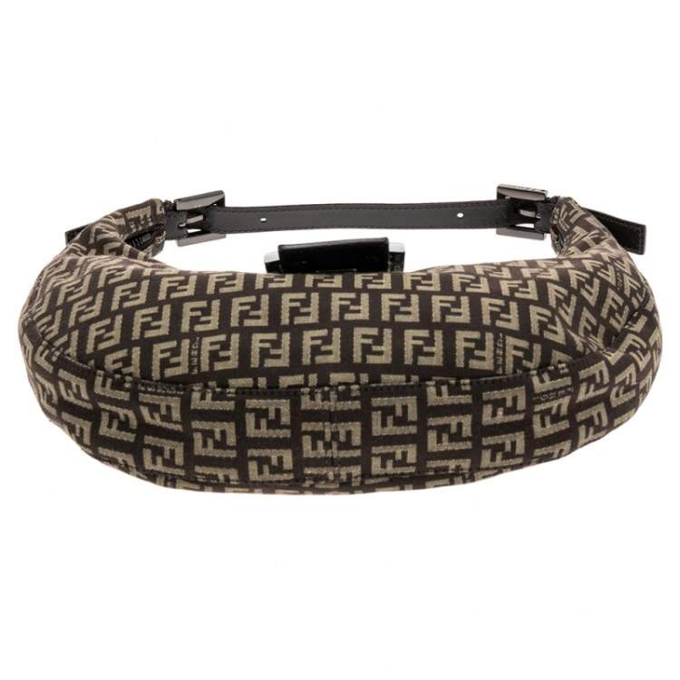 Pre Owned Fendi Beige/Brown Zucchino Canvas and Leather Flap Hobo