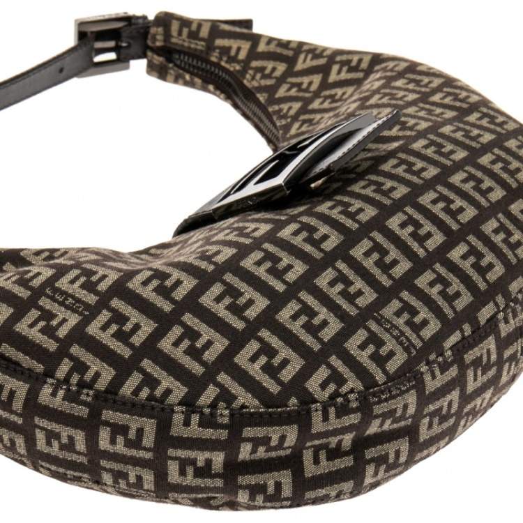Pre Owned Fendi Beige/Brown Zucchino Canvas and Leather Flap Hobo