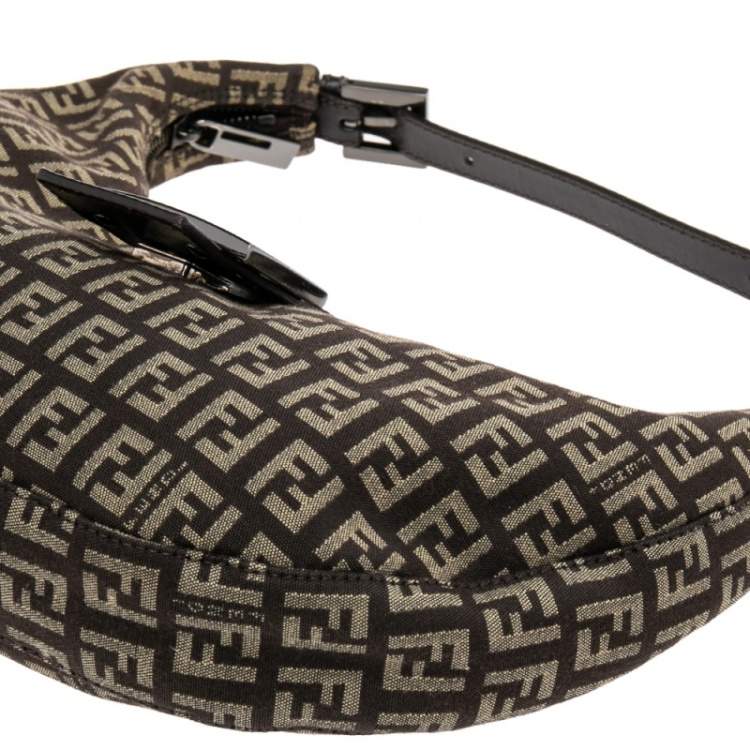 Pre Owned Fendi Beige/Brown Zucchino Canvas and Leather Flap Hobo