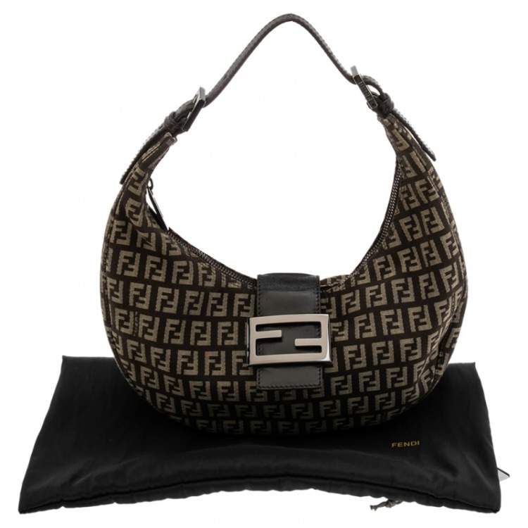Pre Owned Fendi Beige/Brown Zucchino Canvas and Leather Flap Hobo