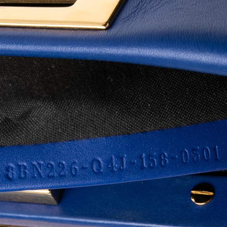 Pre Owned Fendi Blue Leather Medium Peekaboo Top Handle Bag