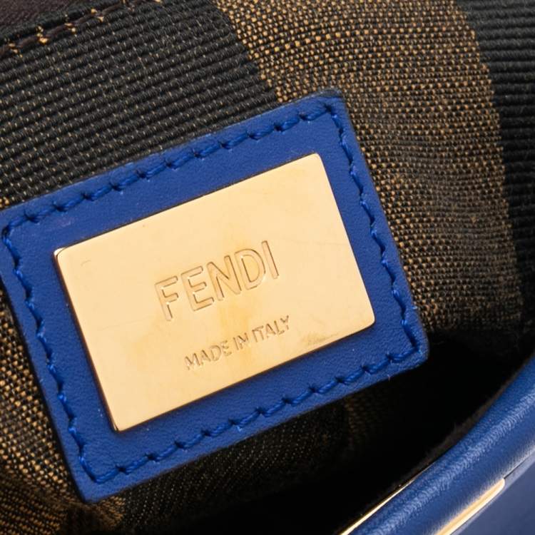 Pre Owned Fendi Blue Leather Medium Peekaboo Top Handle Bag