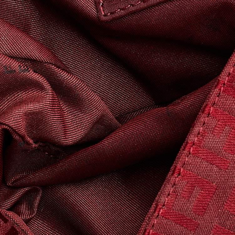 Pre Owned Fendi Red Zucchino Canvas Mama Baguette Bag