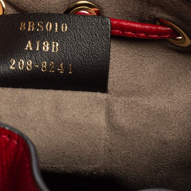 Pre Owned Fendi Red Leather Mini Mon Tresor Drawstring Bucket Bag
