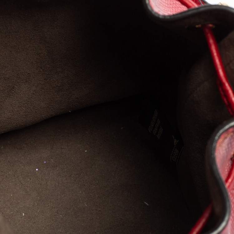 Pre Owned Fendi Red Leather Mini Mon Tresor Drawstring Bucket Bag