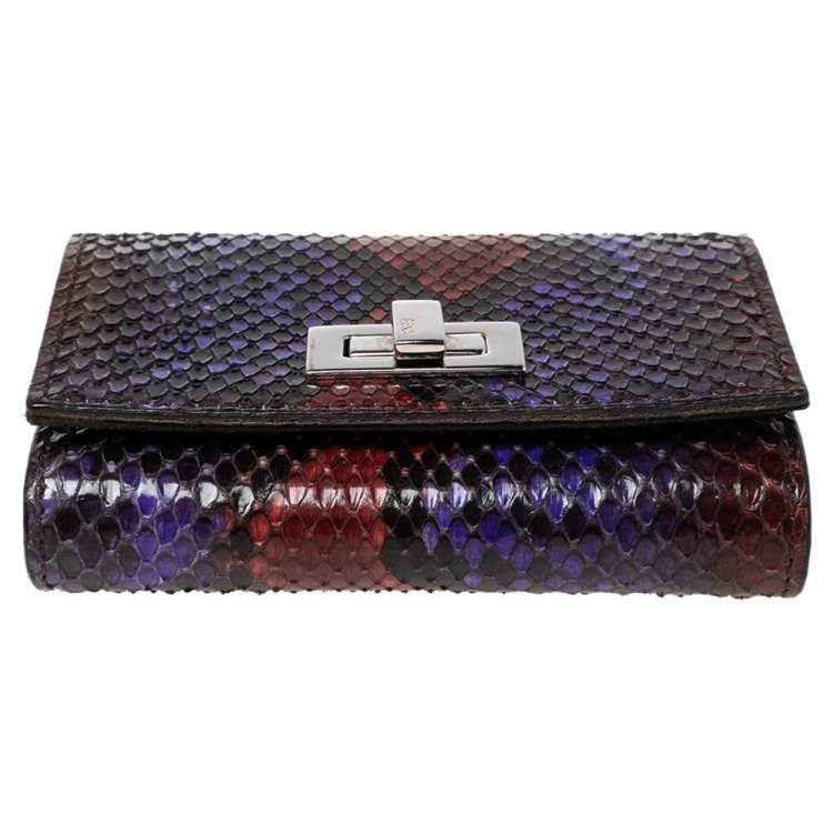 Pre Owned Fendi Multicolor Python Peekaboo Compact Wallet