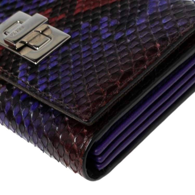 Pre Owned Fendi Multicolor Python Peekaboo Compact Wallet