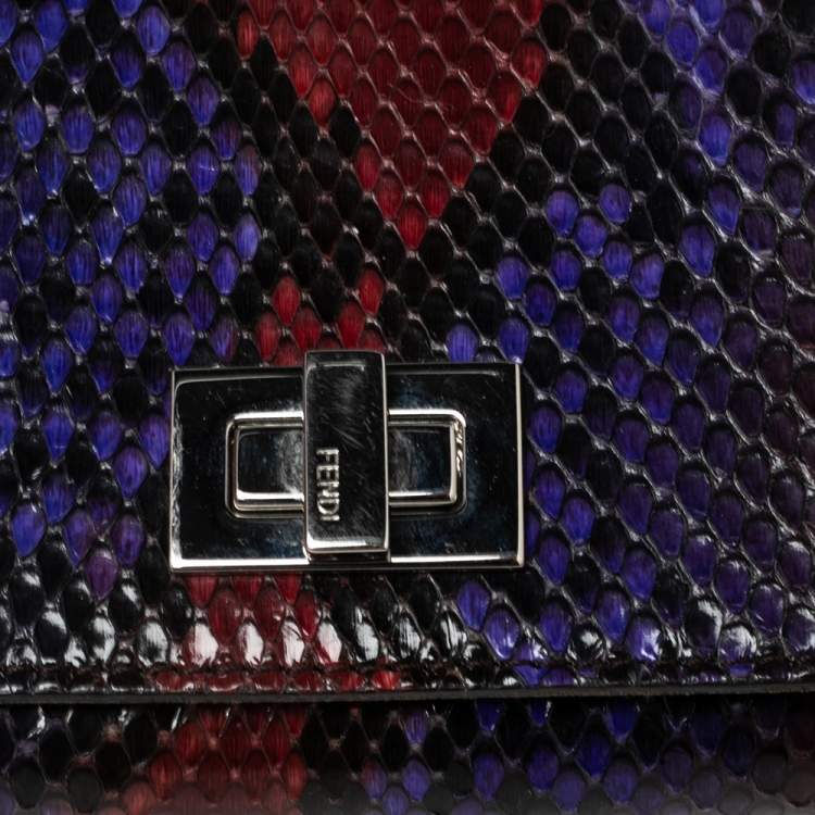 Pre Owned Fendi Multicolor Python Peekaboo Compact Wallet