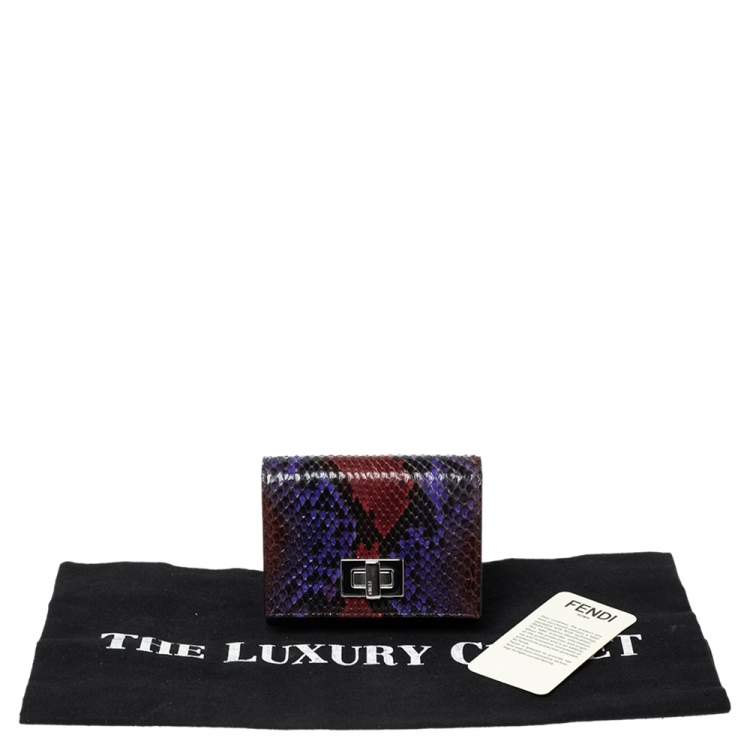 Pre Owned Fendi Multicolor Python Peekaboo Compact Wallet