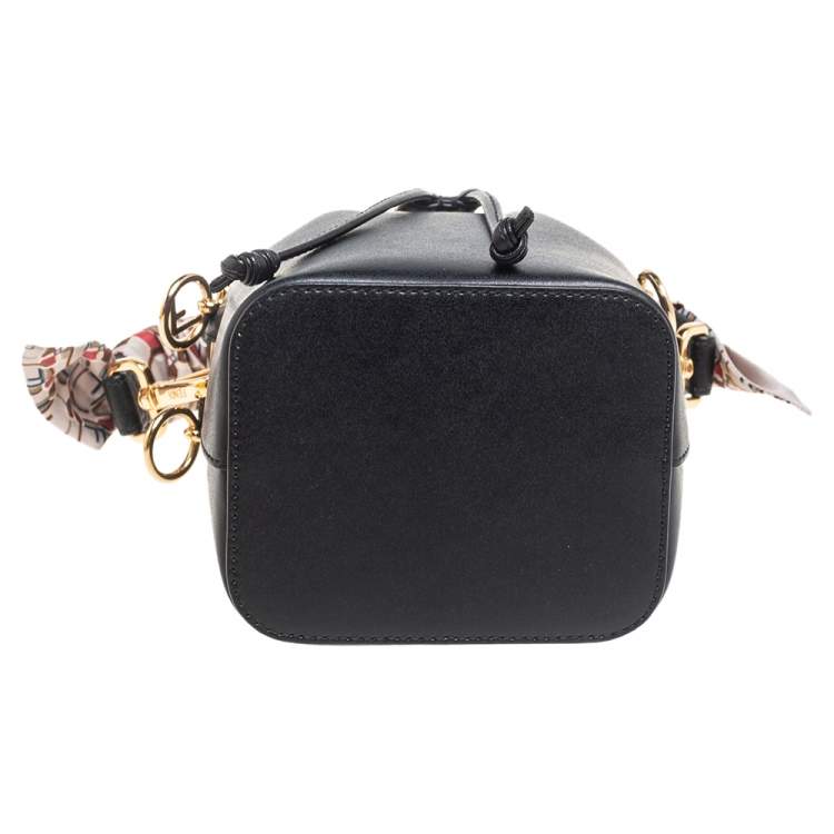 Pre Owned Fendi Black Leather Mini Mon Tresor Drawstring Bucket Bag