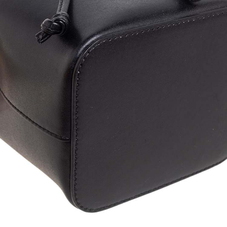 Pre Owned Fendi Black Leather Mini Mon Tresor Drawstring Bucket Bag