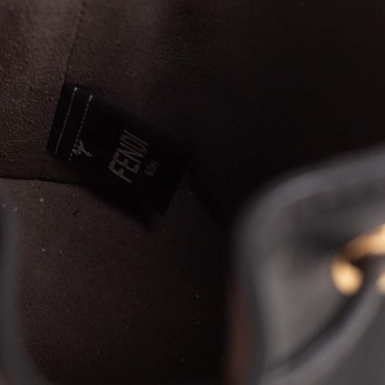 Pre Owned Fendi Black Leather Mini Mon Tresor Drawstring Bucket Bag