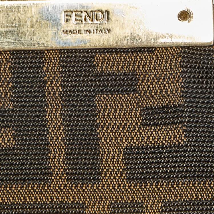 Pre Owned Fendi Tobacco Zucca Canvas And Leather Maxi Baguette Flap Shoulder Bag