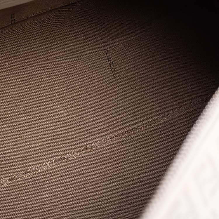 Pre Owned Fendi White Zucchino Coated Canvas Forever Bauletto Boston Bag
