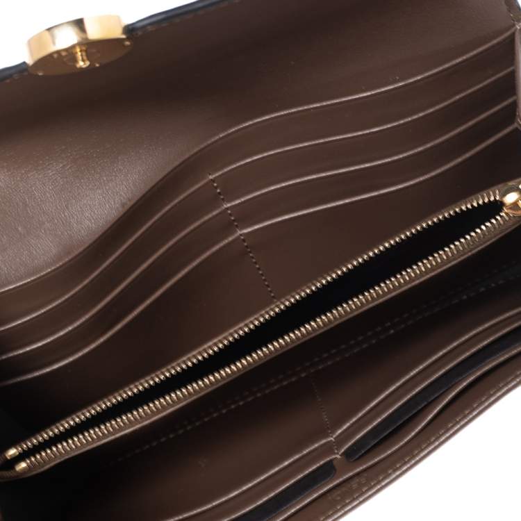 Pre Owned Fendi Tobacco Zucca Leather Flap Continental Wallet 