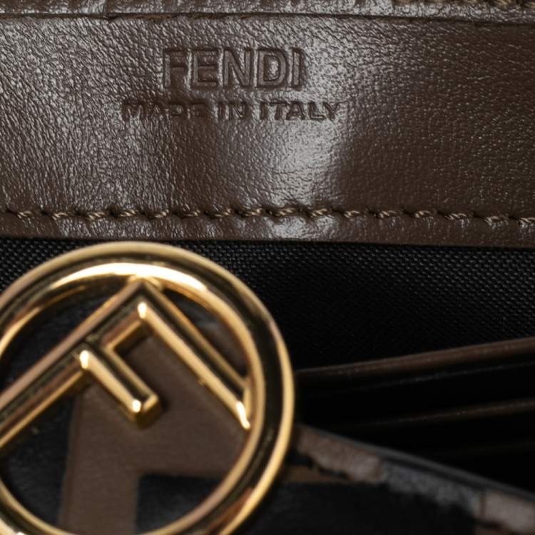 Pre Owned Fendi Tobacco Zucca Leather Flap Continental Wallet 