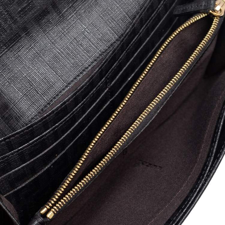 Pre Owned Fendi Black Zucchino Coated Canvas Forever Continental Wallet
