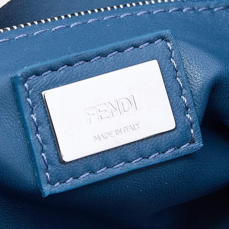 Pre Owned Fendi Blue Leather Peekaboo Top Handle Bag