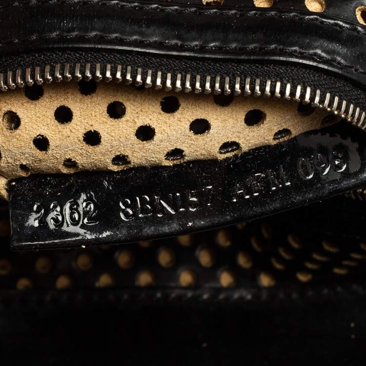 Pre Owned Fendi Black Perforated Patent and Leather Du Jour Tote