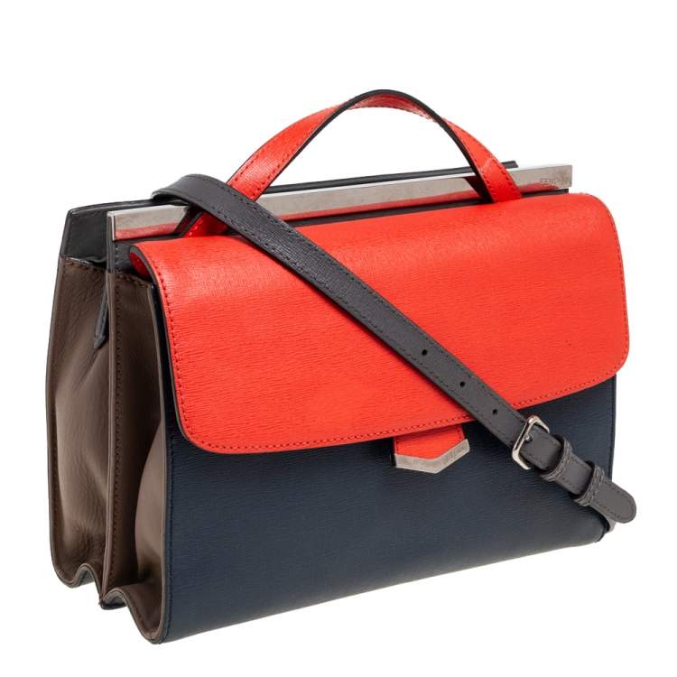 Pre Owned Fendi Multicolor Leather Demi Jour Top Handle Bag