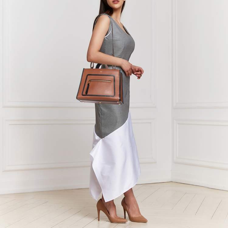 Pre Owned Fendi Brown Leather Runaway Satchel Bag
