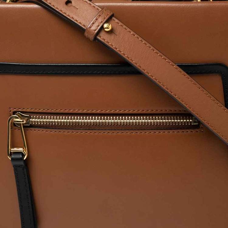 Pre Owned Fendi Brown Leather Runaway Satchel Bag