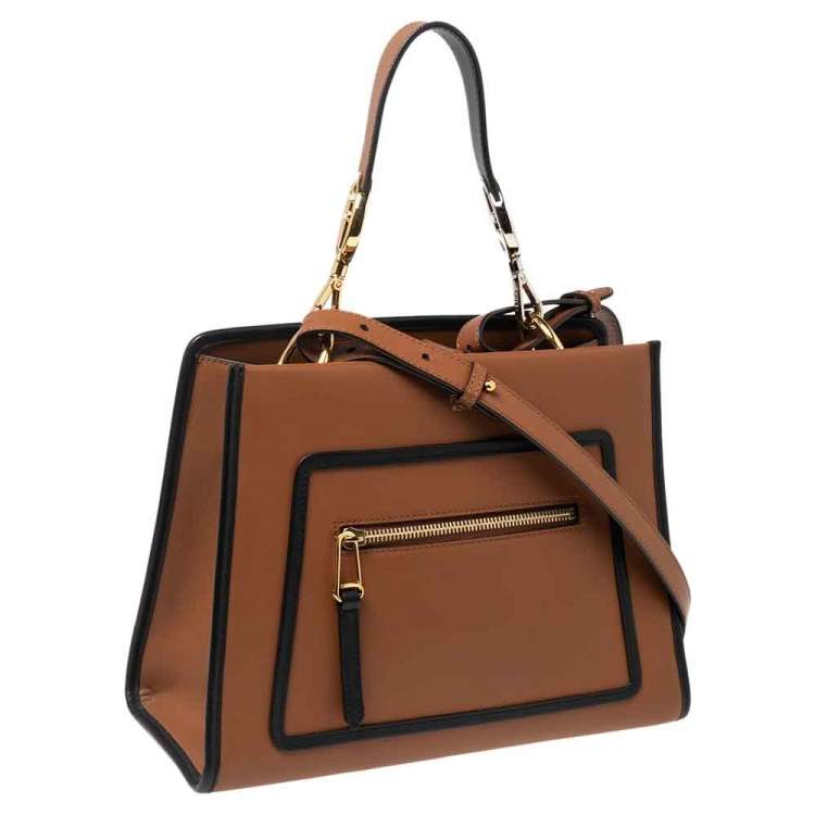 Pre Owned Fendi Brown Leather Runaway Satchel Bag
